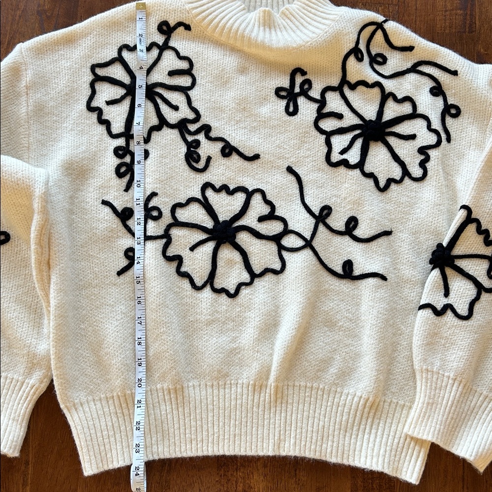 Gilli cream sweater floral bold design bishop cottagecore whimsy Garden size L - Picture 2 of 11